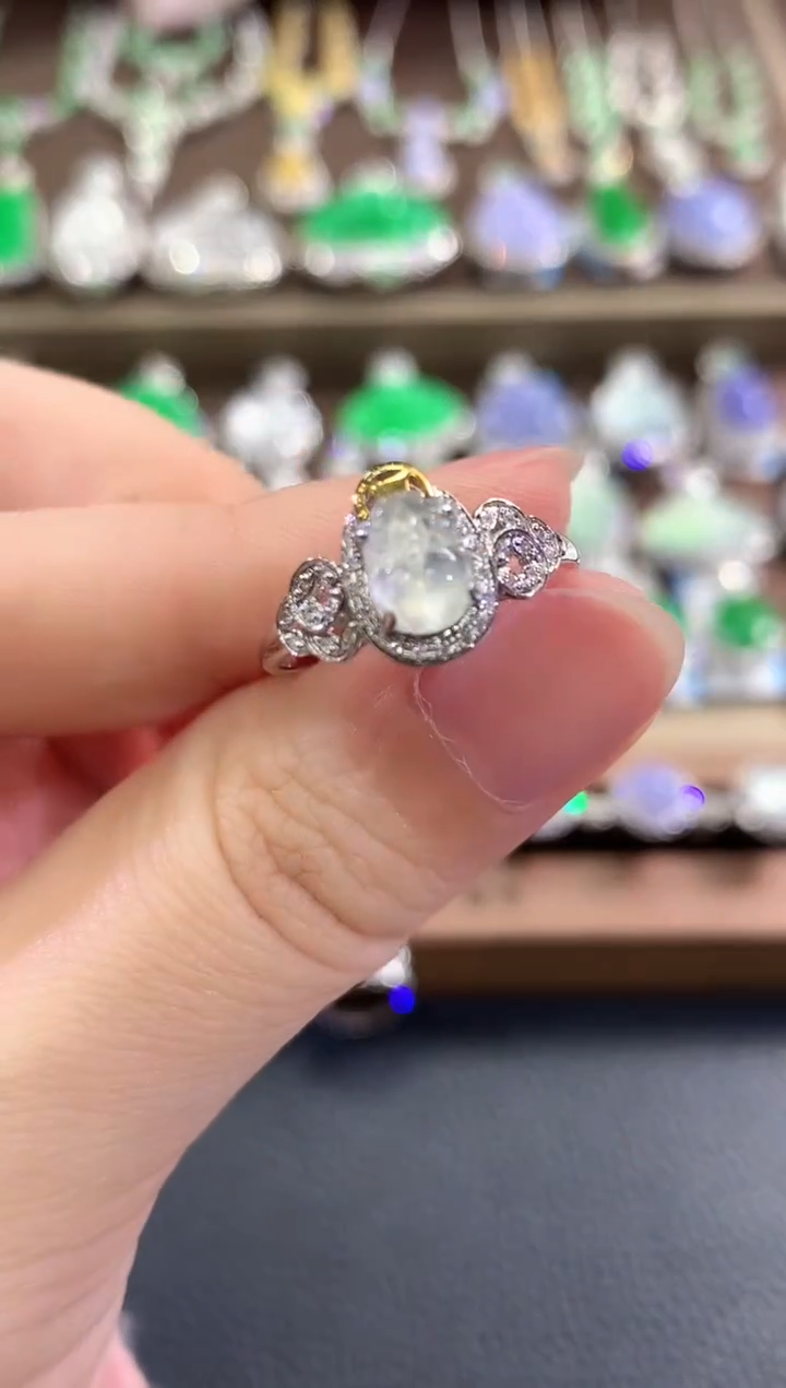 18K金镶嵌戒指翡翠b75多样性一件发货