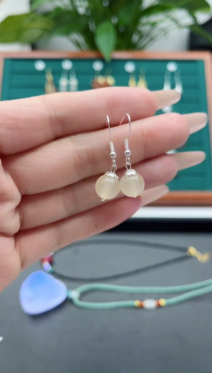 【闪购商品】南红玛瑙耳饰银S925镶嵌981银紫