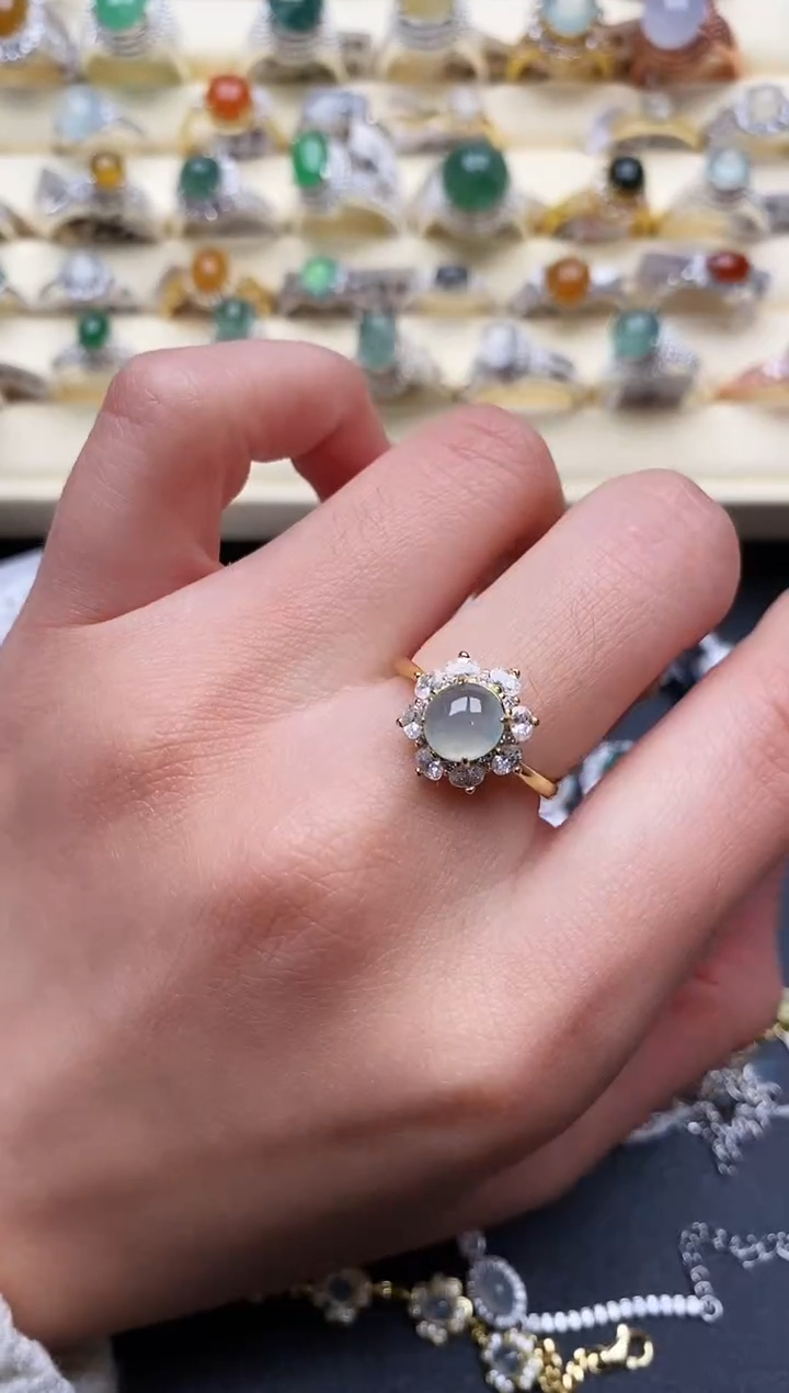 【闪购商品】翡翠戒指银S925镶嵌1111111+10