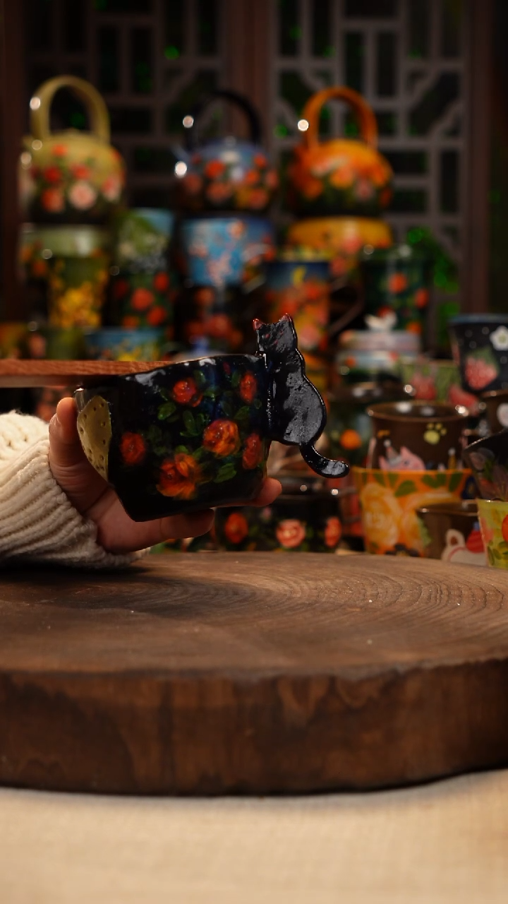 油画  手绘釉下彩