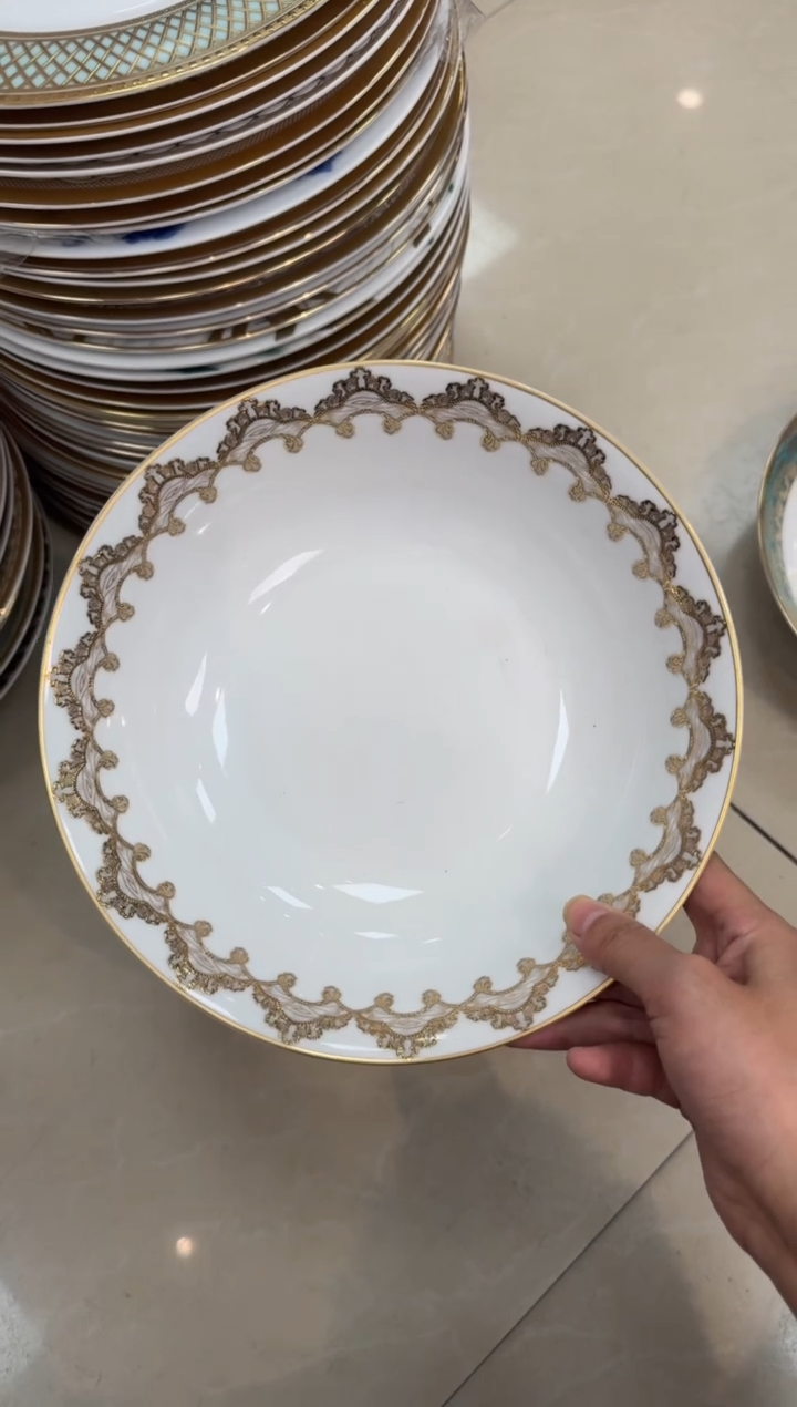 【闪购商品】瓷片9英寸汤碗 两个 福利微瑕