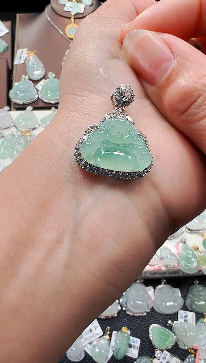 【闪购商品】翡翠吊坠(不含链)银S925镶嵌佛公吊坠