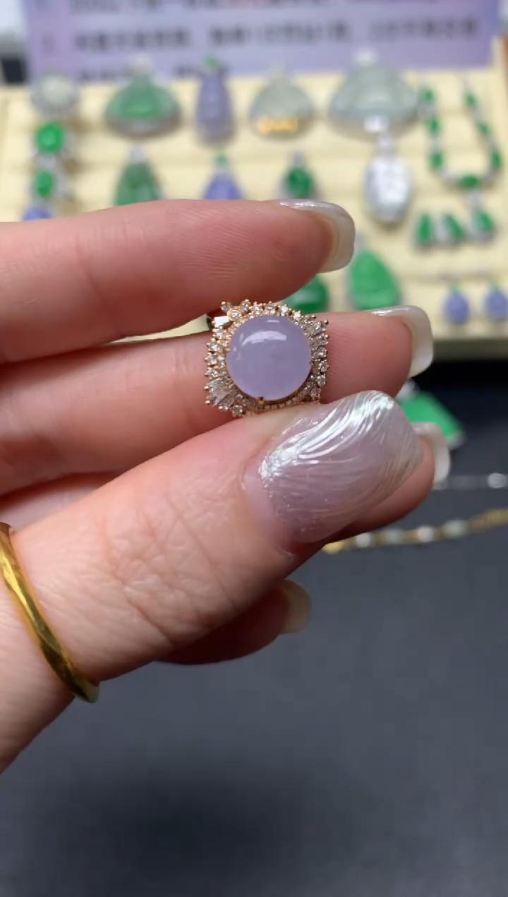 【闪购商品】翡翠戒指18K金镶嵌戒指|2500+250