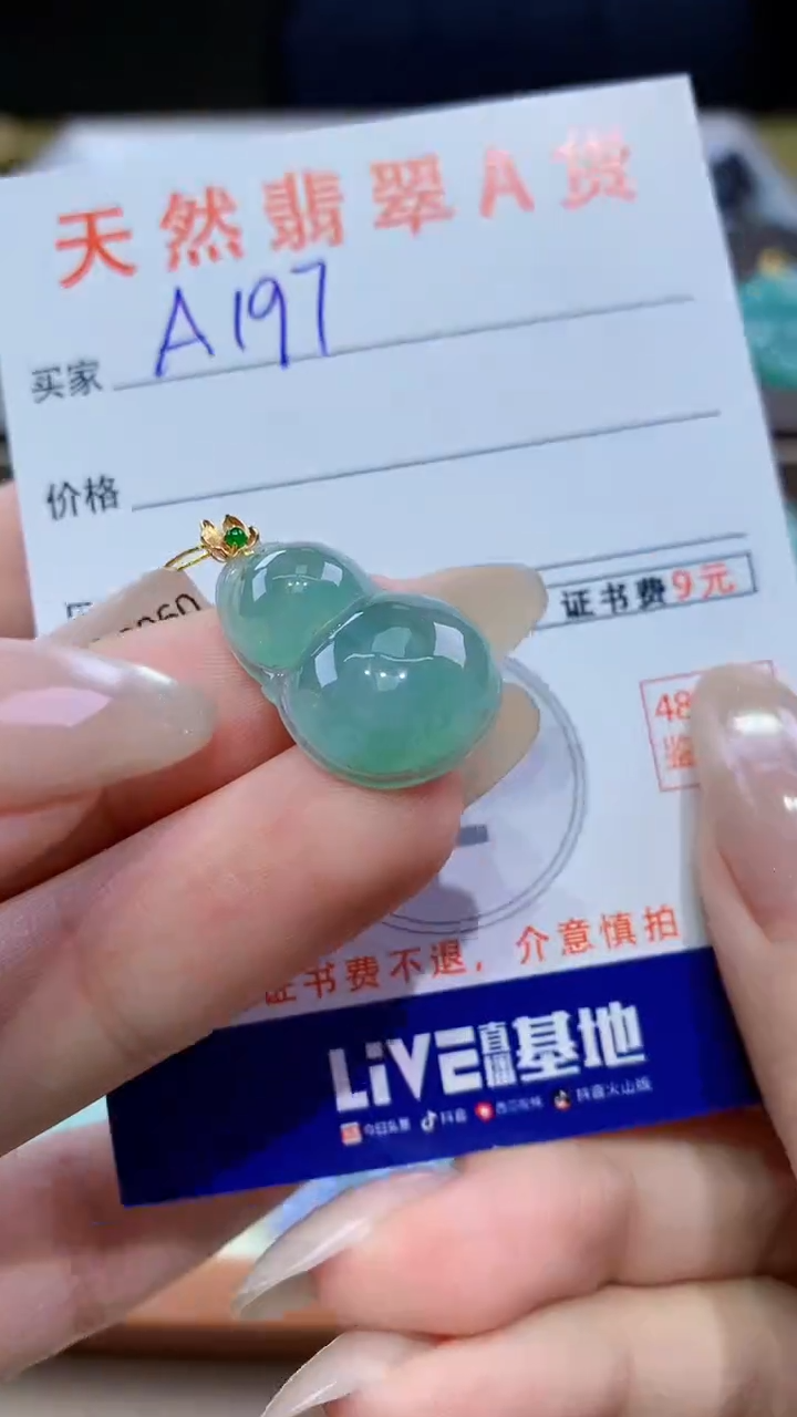 颈饰18K金镶嵌翡翠天然翡翠A货挂件