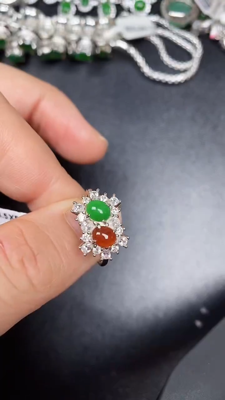 银S925镶嵌戒指翡翠3460