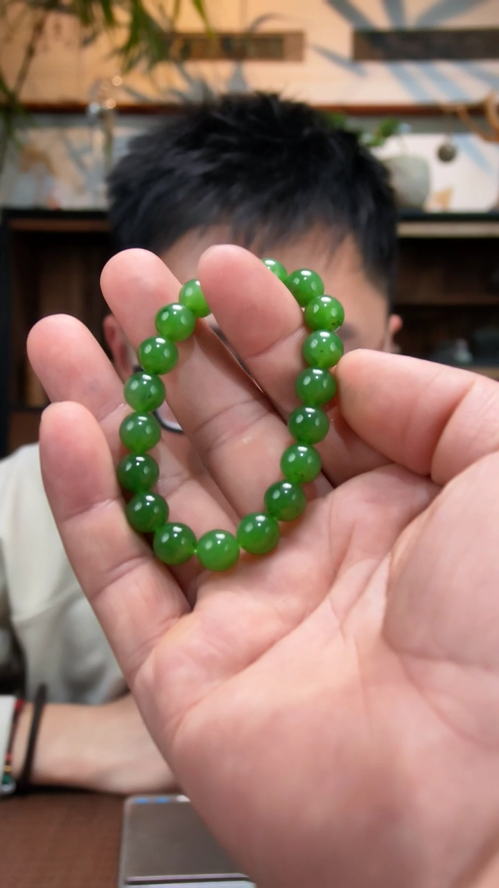 未镶嵌手串和田玉碧玉圆珠手串XEZB10*