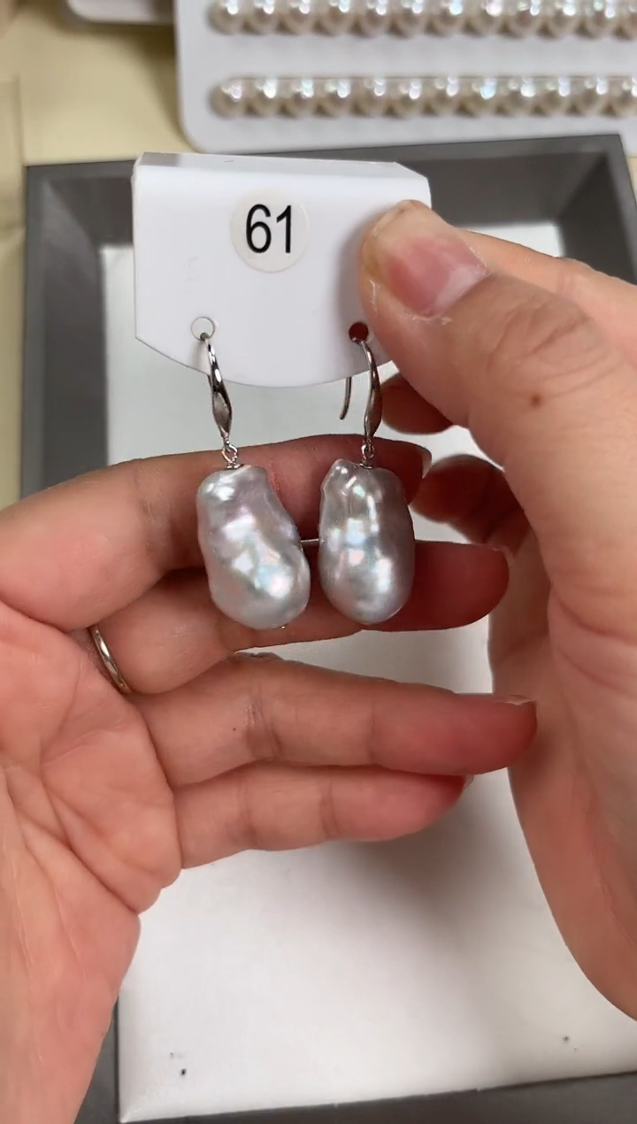 【闪购商品】淡水珍珠耳饰银S925镶嵌巴洛克耳饰