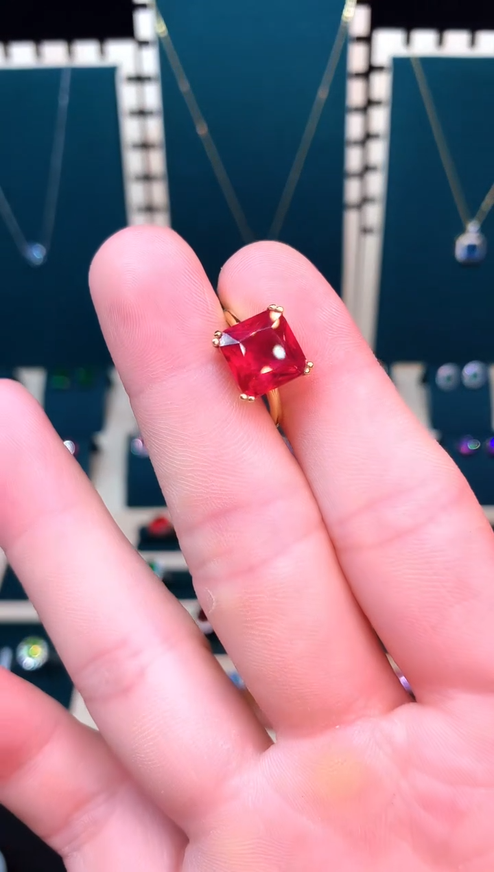 红宝石戒指银S925镶嵌.....