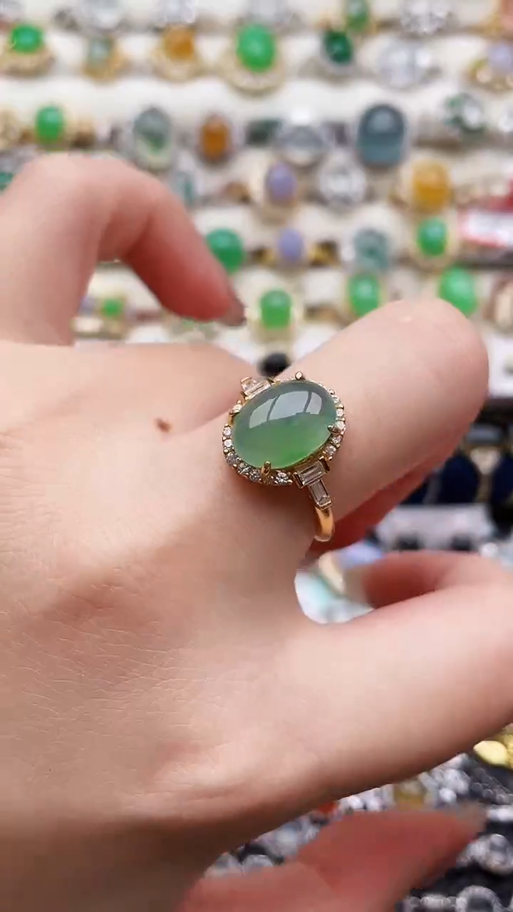 银S925镶嵌戒指翡翠136