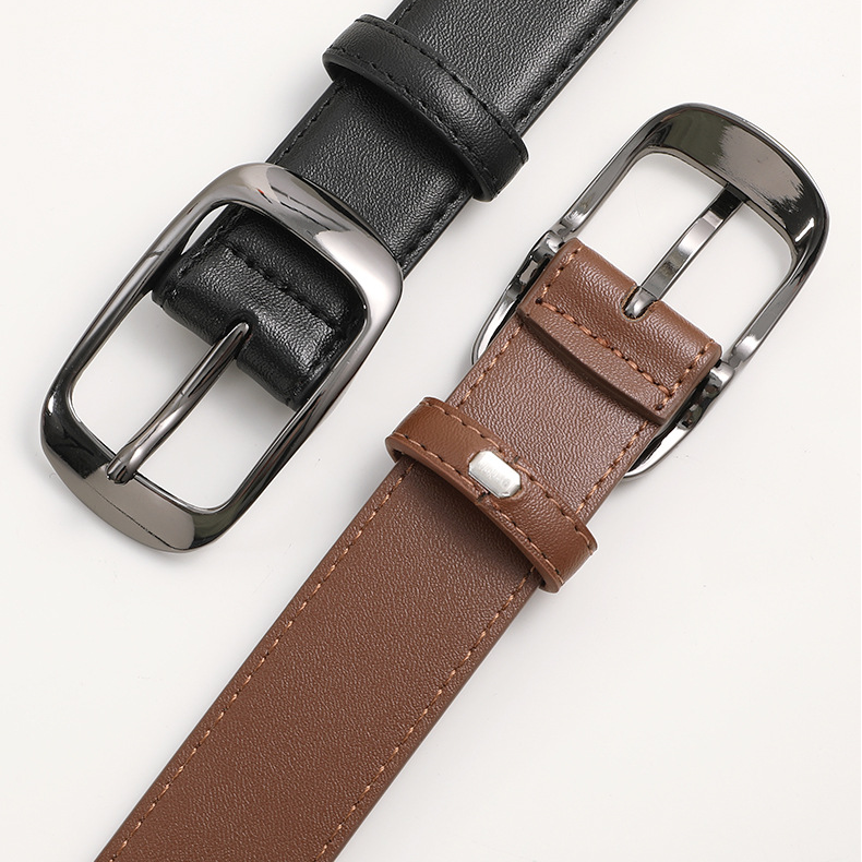 皮带韩式女真皮黑色针扣牛仔裤小众百搭时尚新款高级感腰带推荐