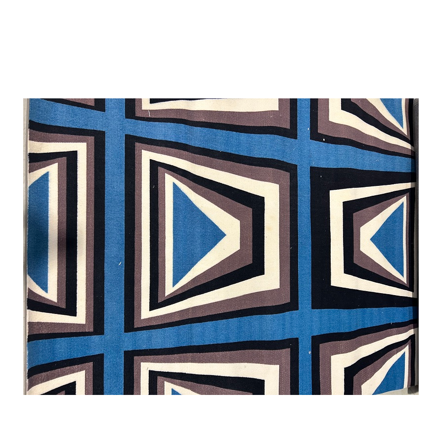 【地毯】YvvY 蓝色棱边机织地毯 微瑕款 不支持退换