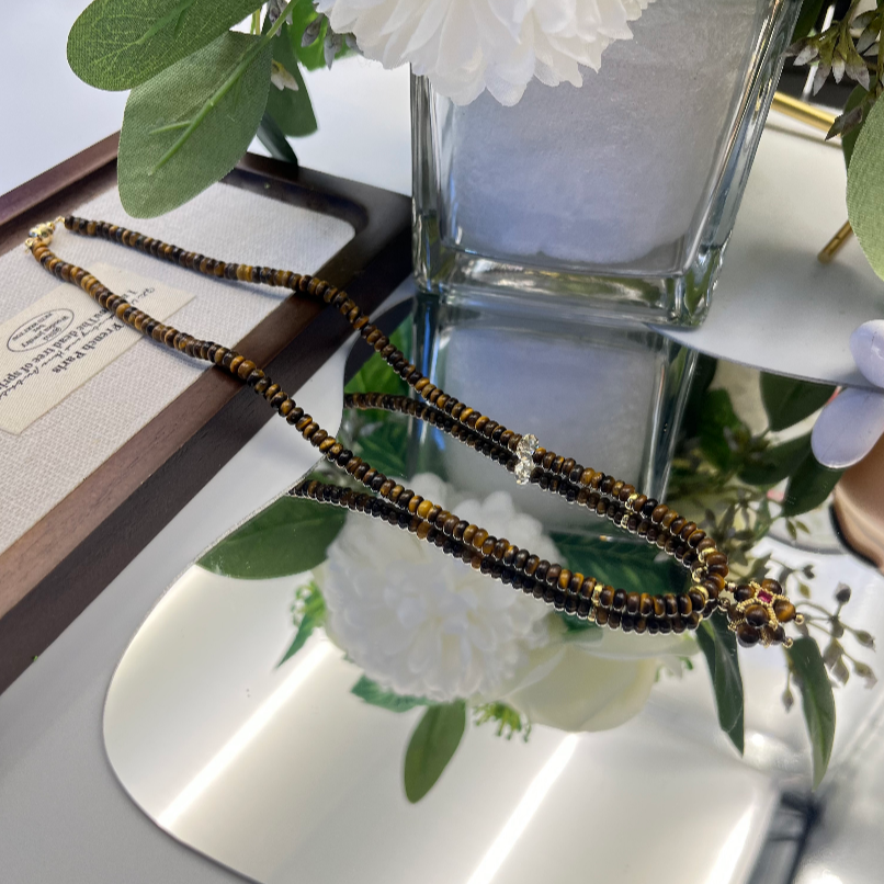 铜合金亚克力手链 原创设计黄虎眼黄水手链手串项链 铜合金配件