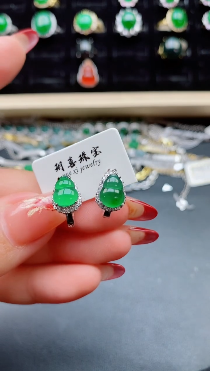 【闪购商品】翡翠耳饰银S925镶嵌213131