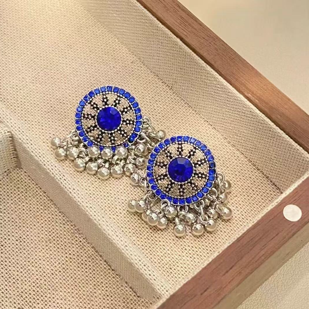 铜合金耳饰 【克莱因蓝】小众波西尼亚风重工时尚设计感-676