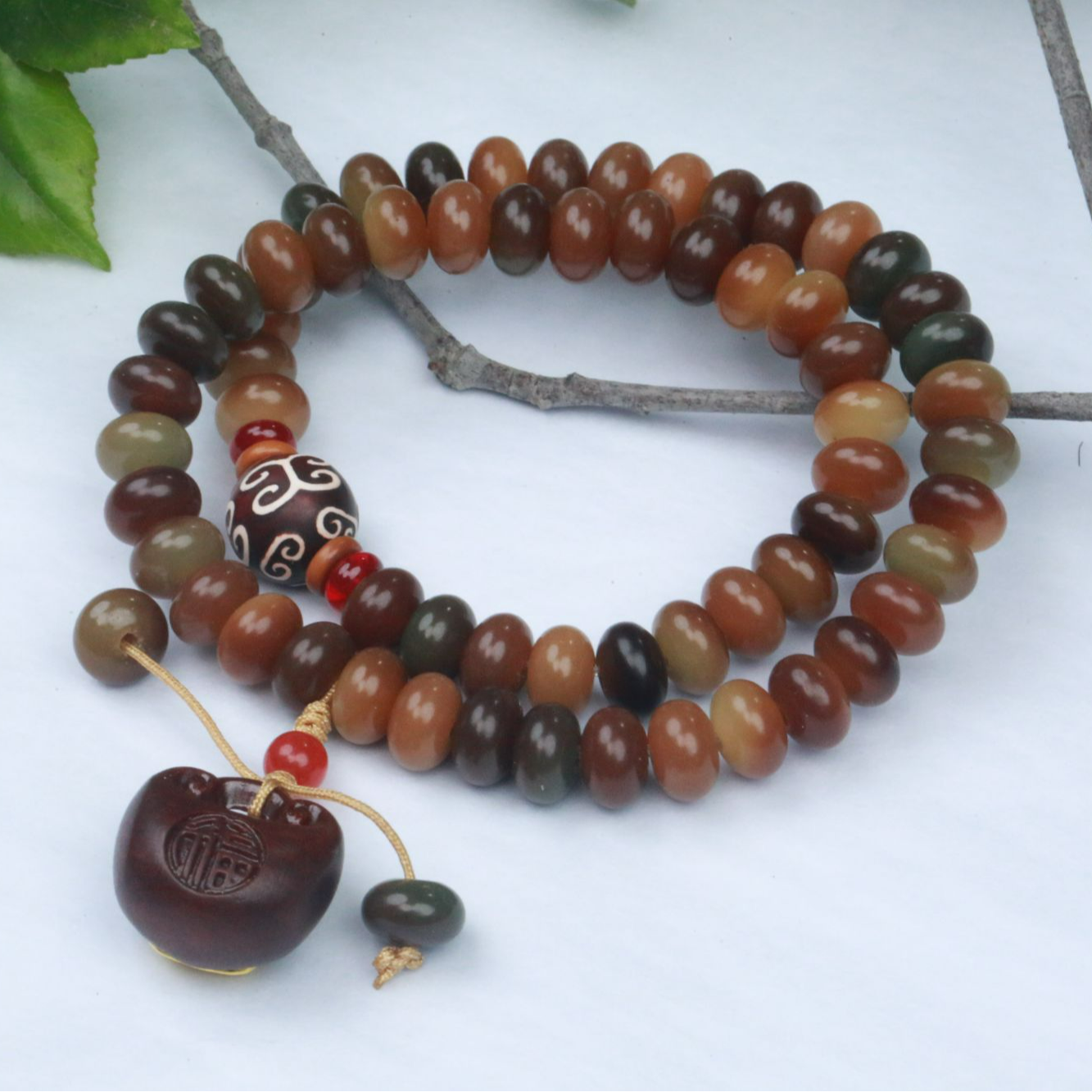 百宝菩提算盘珠挂串0.9+祥云珠+福禄坠（无礼盒）K172