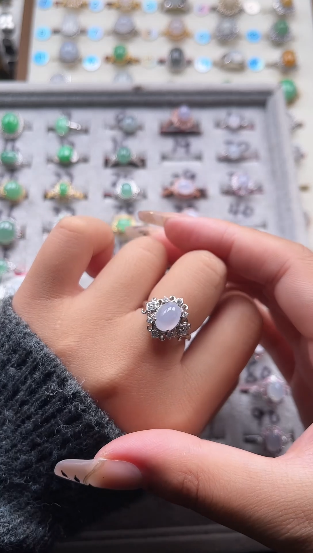 【闪购商品】翡翠戒指银S925镶嵌天然A货翡翠戒指