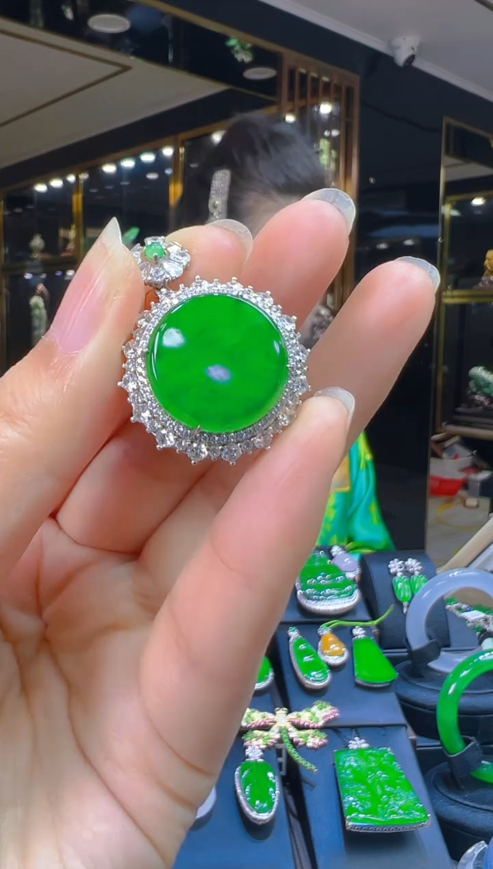 翡翠银S925镶嵌吊坠(赠链)087（多样性发其一）