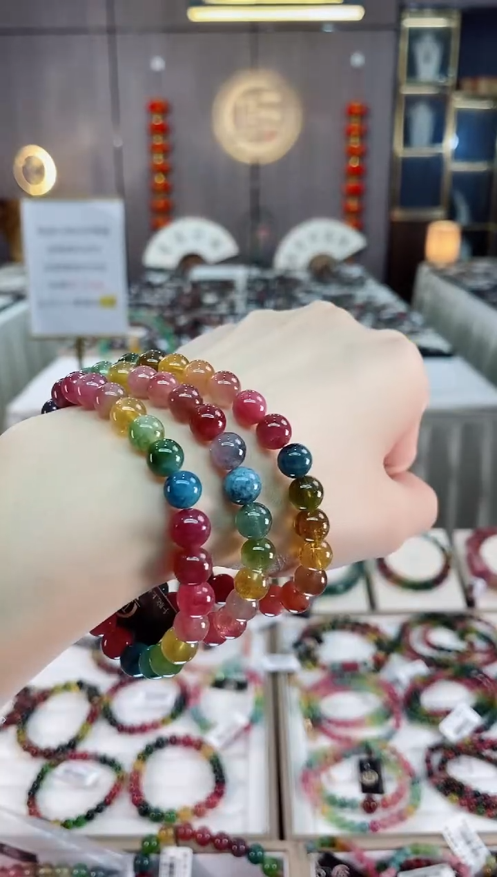 三圈手串7mm+未镶嵌碧玺dan多样性发货一条