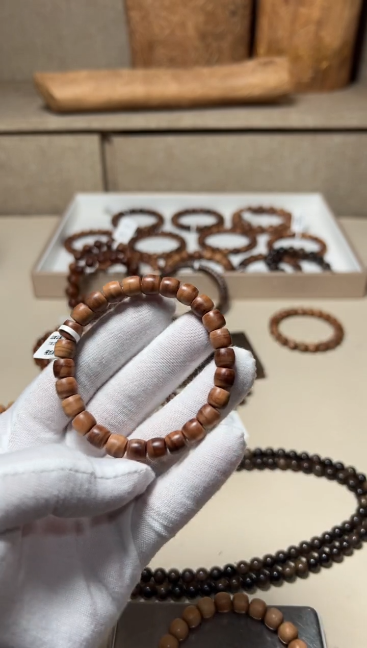 檀香木手串/手链老山檀香精工7/8直切横纹乱纹福利