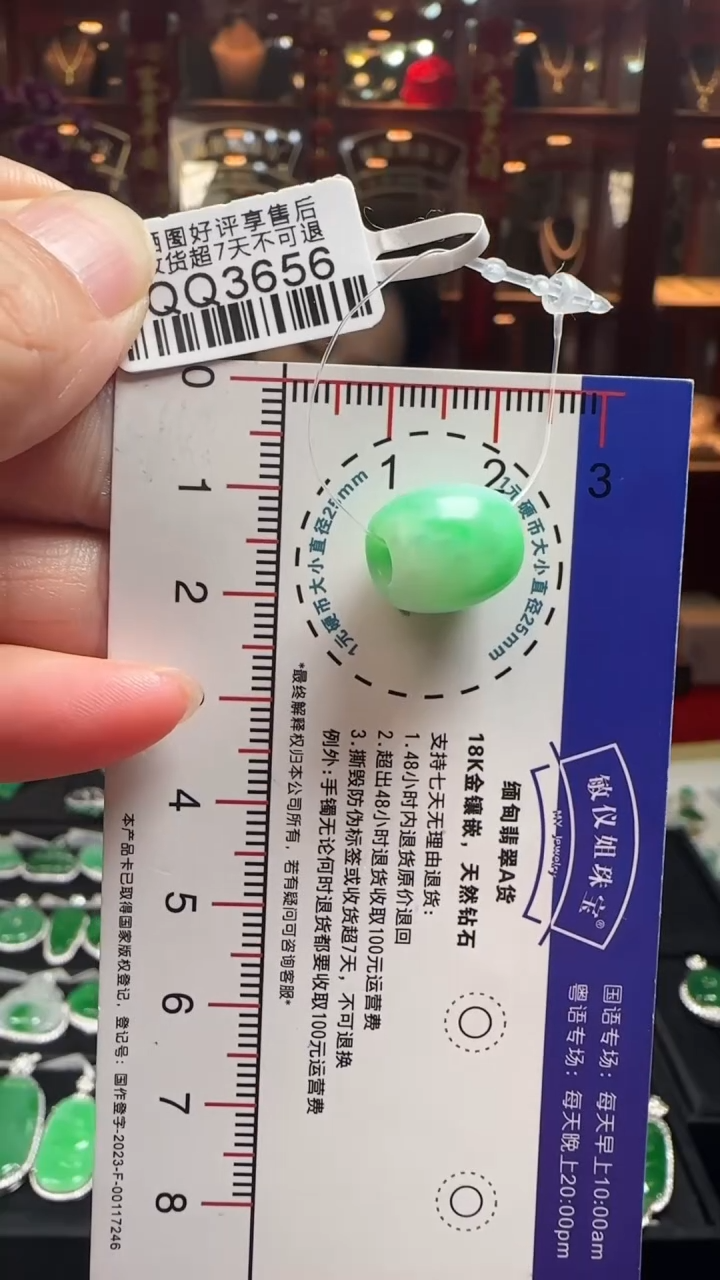 【闪购商品】翡翠颈饰未镶嵌QQ3656阳绿路路通