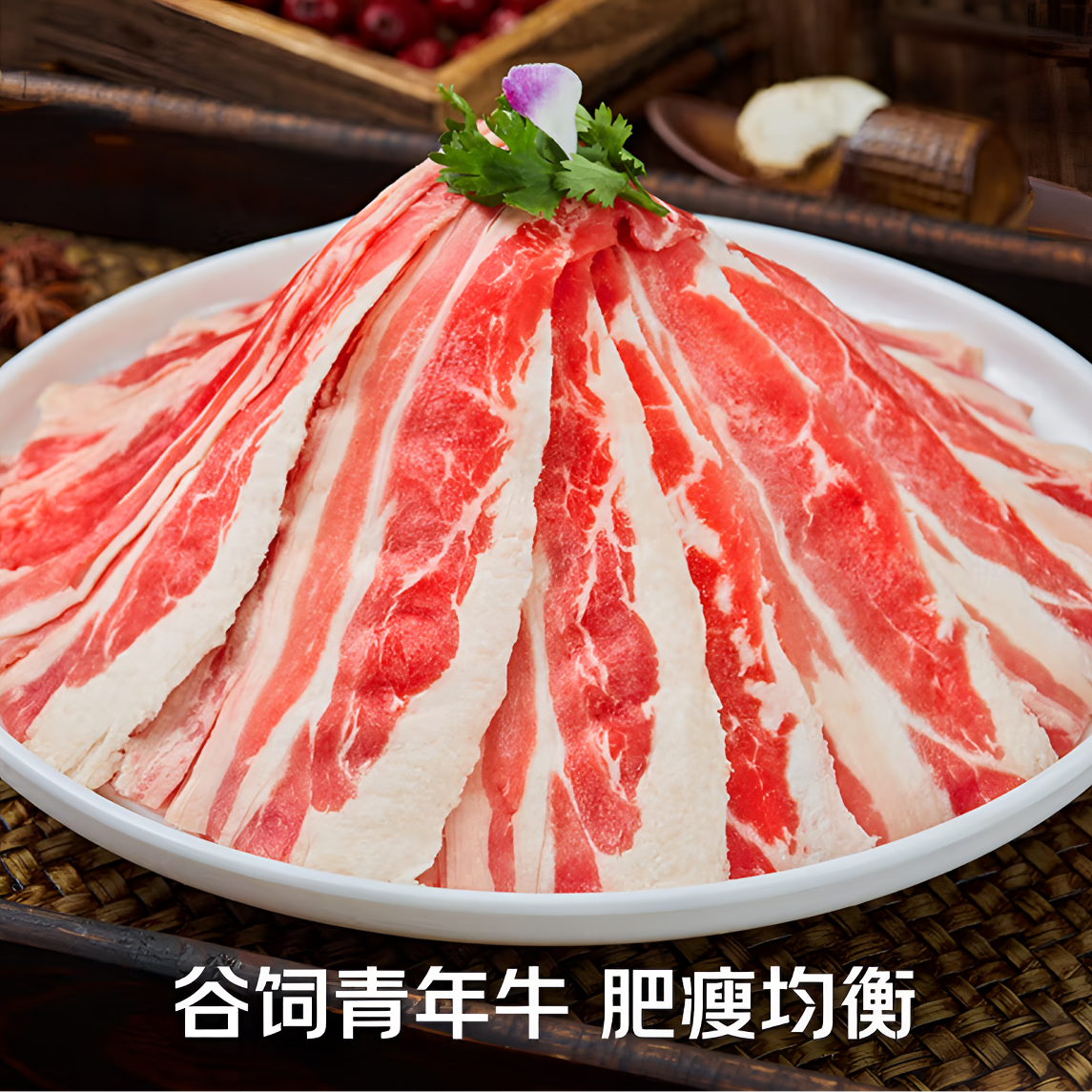 贤锋谷饲【胸口肥牛片】原切牛肉片 烤肉 火锅 寿喜烧 肥瘦相间 