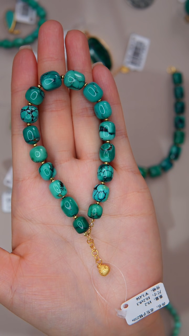 【闪购商品】绿松石手链银S925镀金镶嵌1