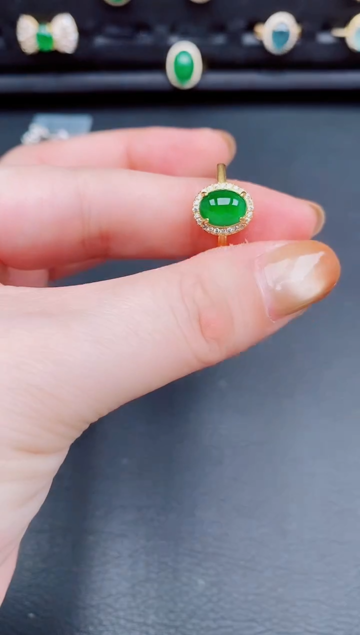 【闪购商品】翡翠戒指银S925镶嵌天然a货翡翠224