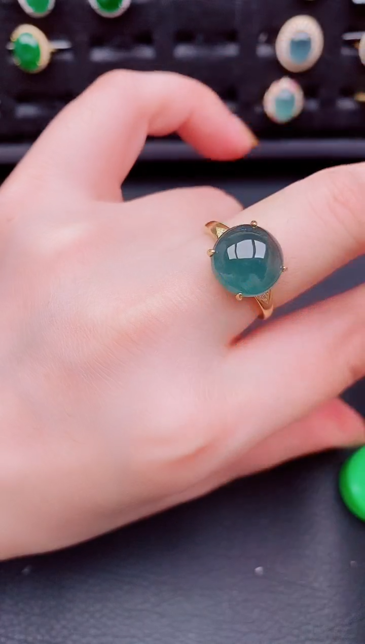 【闪购商品】翡翠戒指银S925镶嵌天然a货翡翠219