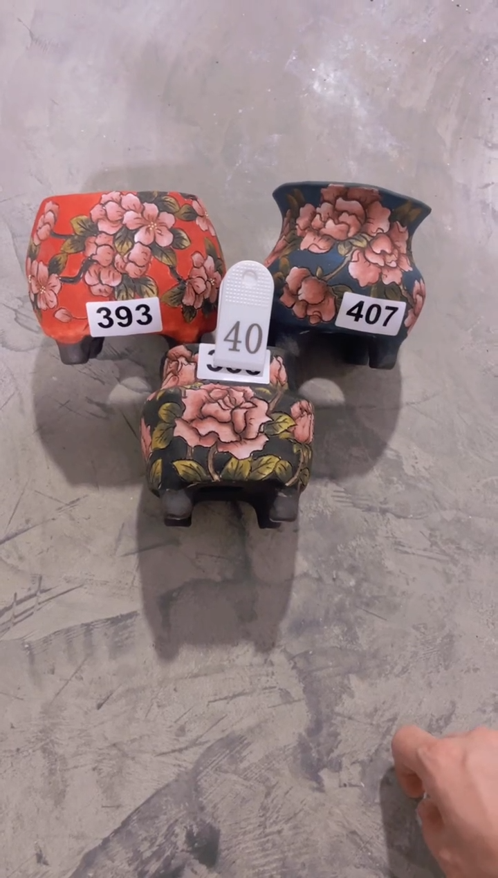 摆件橙***?40陶花岛花盆罐—手工痕迹默认，大小会有1-2公分误差