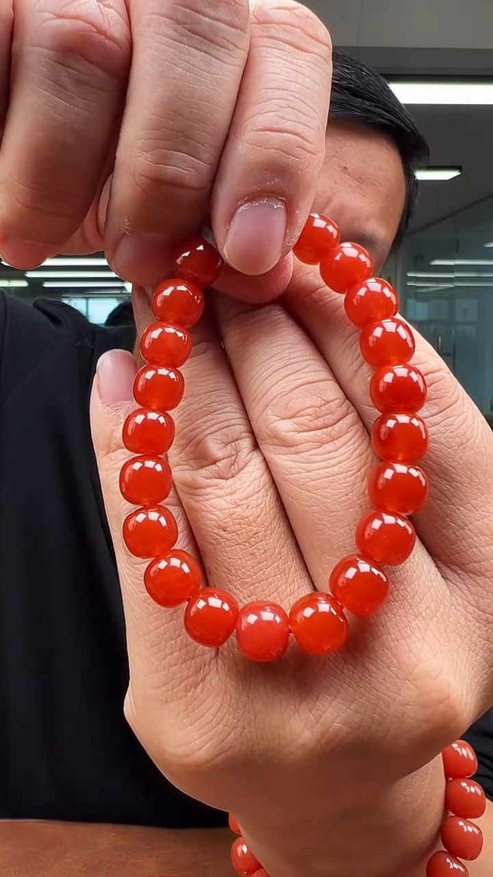 未镶嵌珠串南红玛瑙C14云南保山小庄冰红9mm+