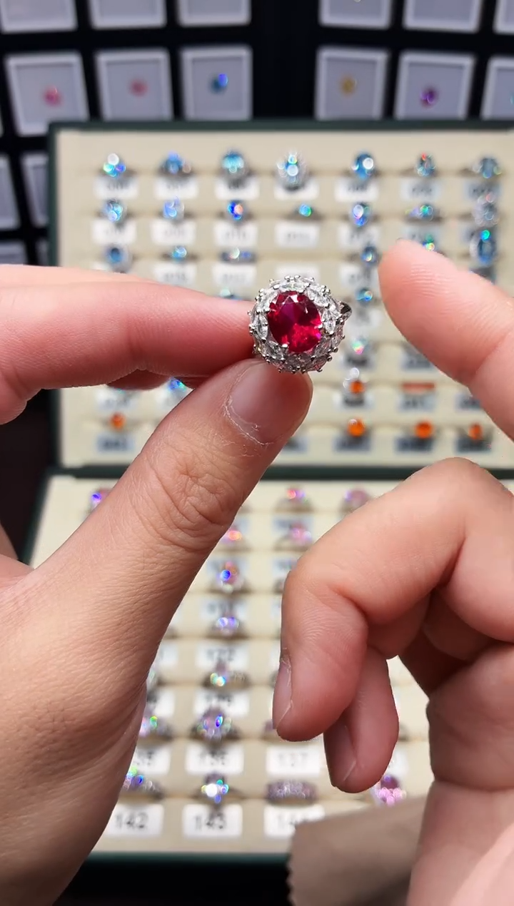 无925银轻奢正鸽血红色女神戒