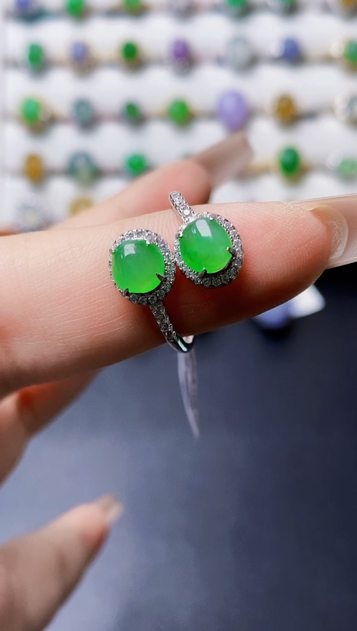 银S925镶嵌戒指翡翠0057