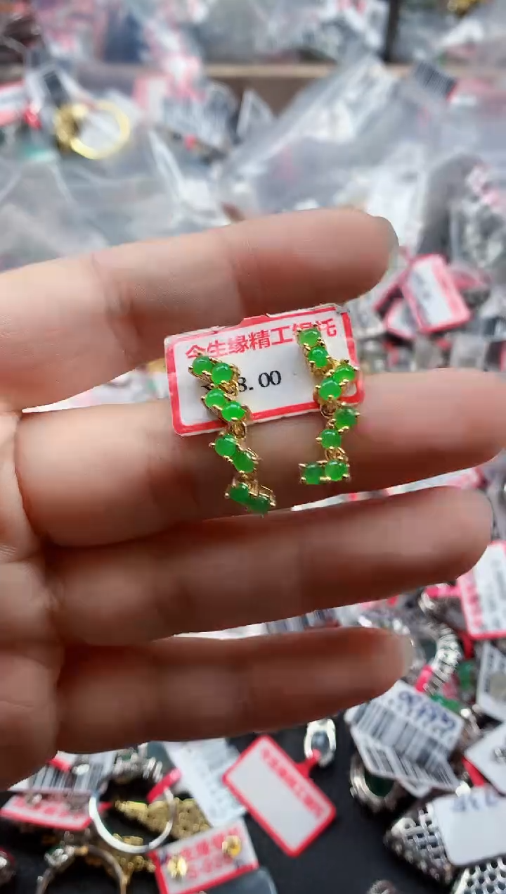 银S925镶嵌戒指翡翠天然A货缅甸翡翠