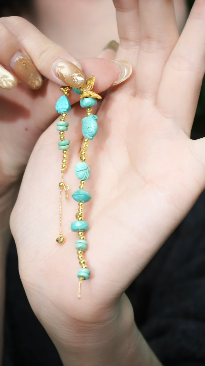 【闪购商品】绿松石手链18K金镶嵌中号