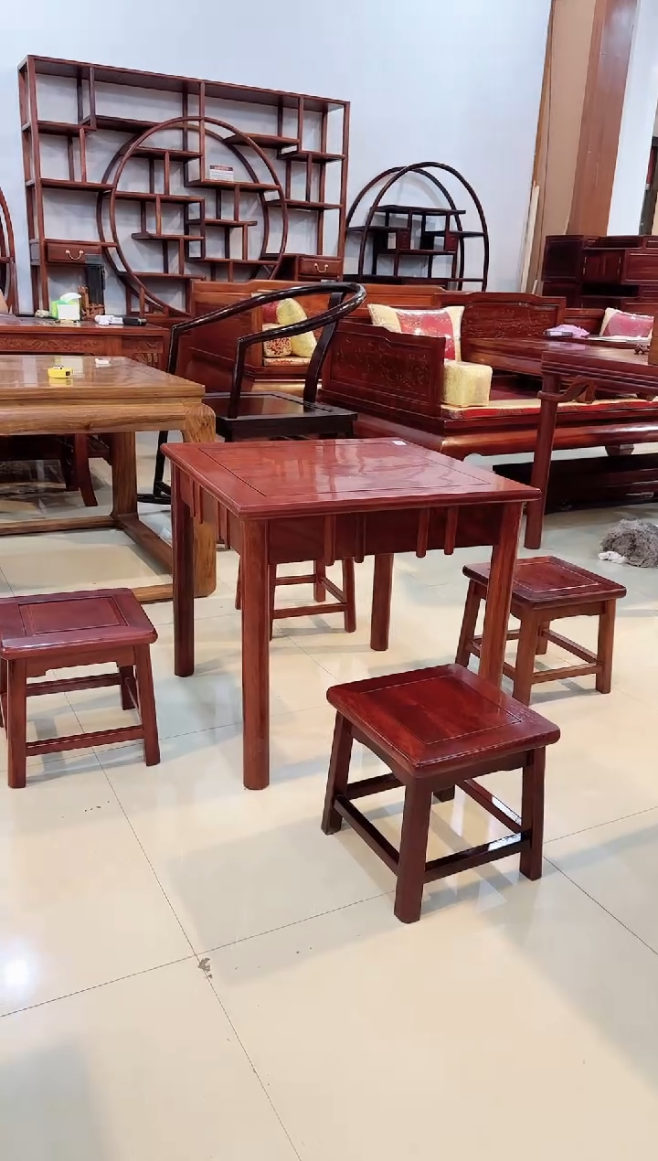 国标红木刺猬紫檀阳台小桌配4椅