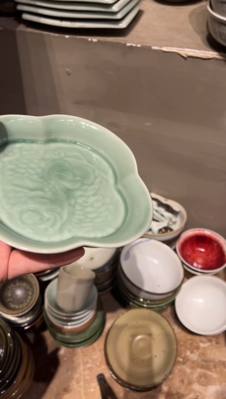 【闪购商品】瓷片603微瑕绿色云朵碟1个