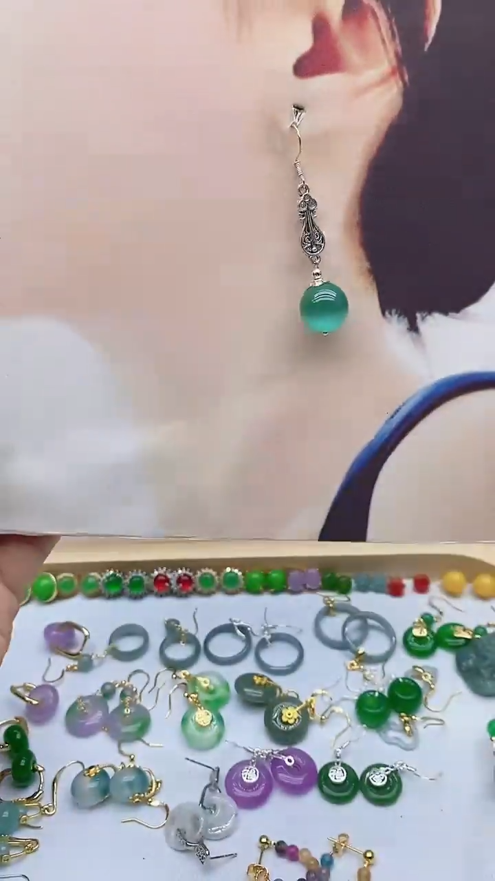 银S925镶嵌变石猫眼耳饰11