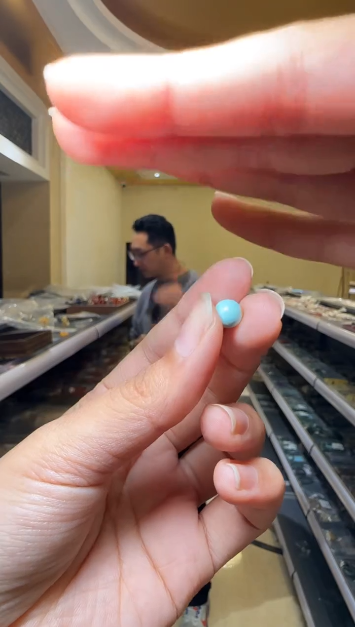 【闪购商品】绿松石吊坠(不含链)18K金镶嵌6.5mm+高瓷高蓝绿松石