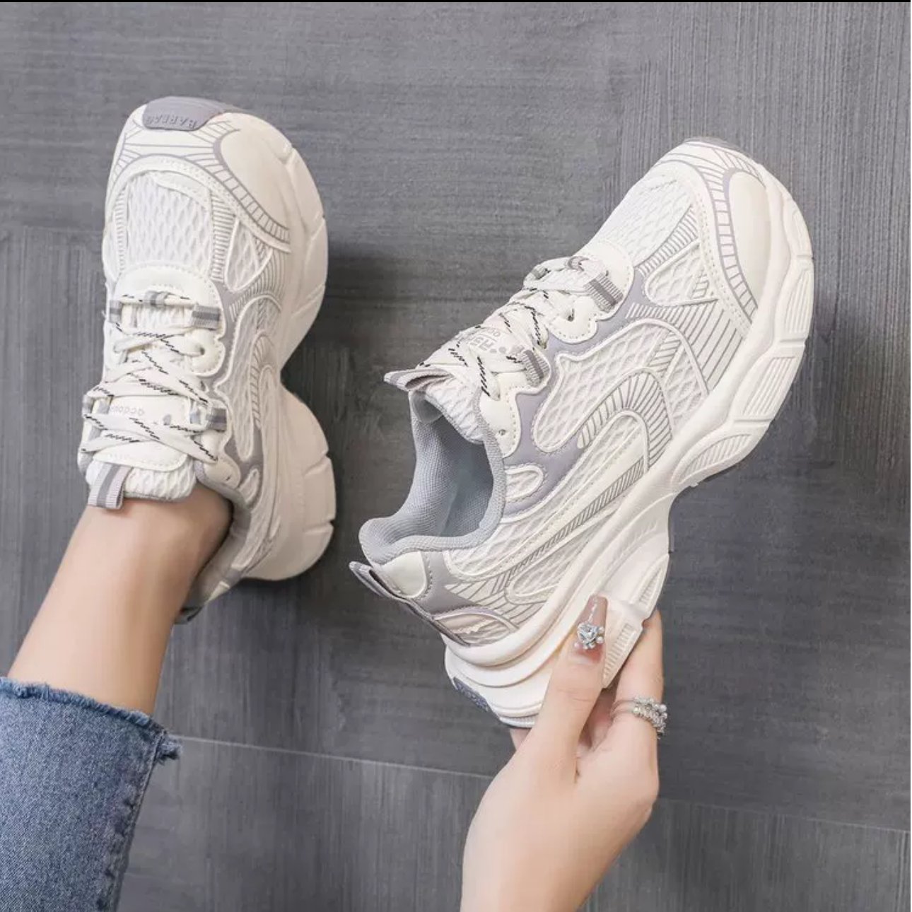 L-1988老爹鞋女秋新款网面透气百搭学生厚底休闲运动鞋轻便女鞋