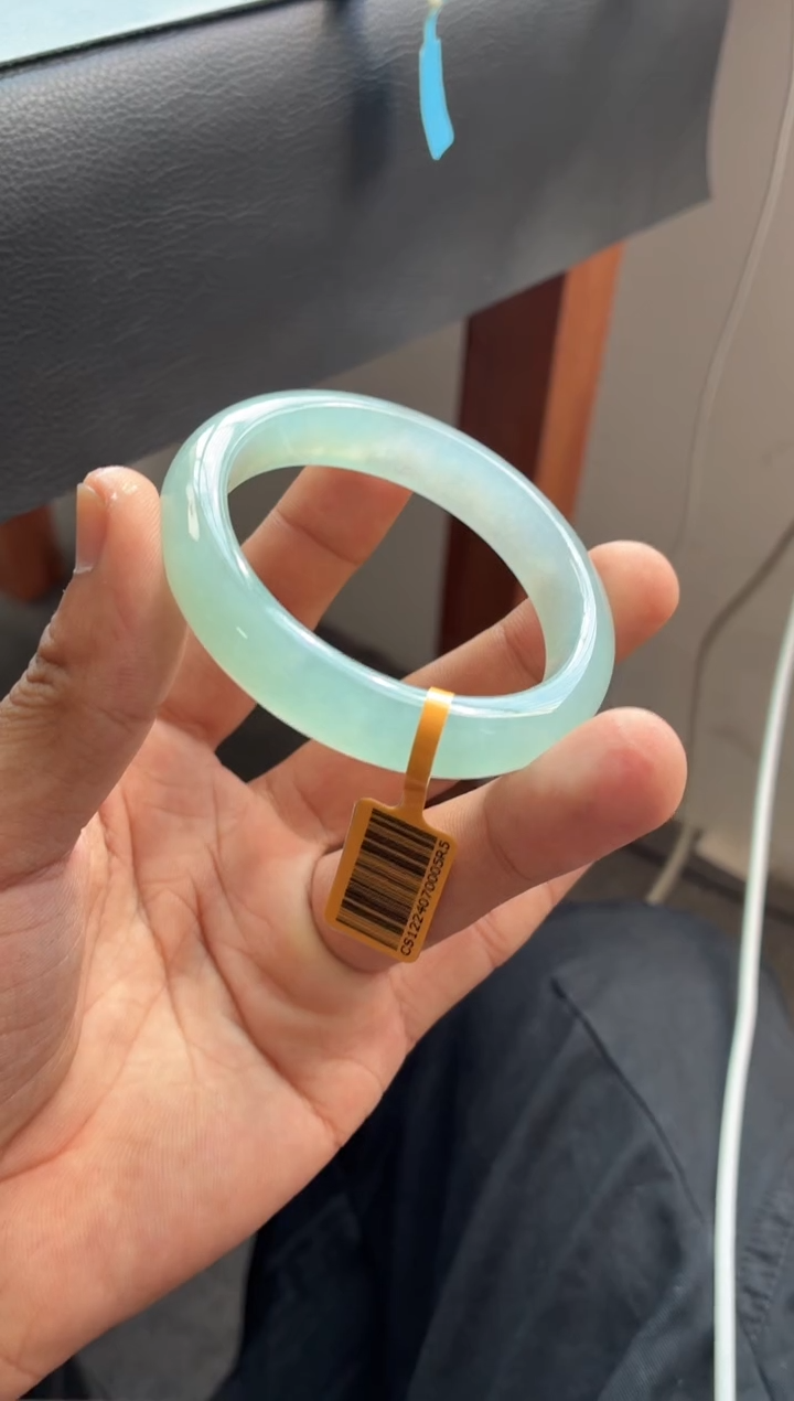 未镶嵌手镯翡翠冰胶晴底透手双眼皮 36号 52-53圈口