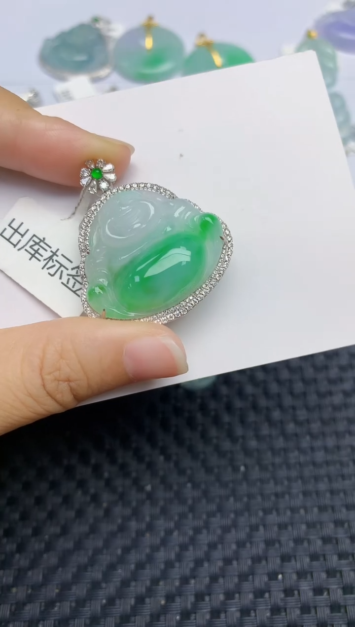 翡翠18K金镶嵌颈饰天然缅甸A货翡翠百元以上9元证书费自理