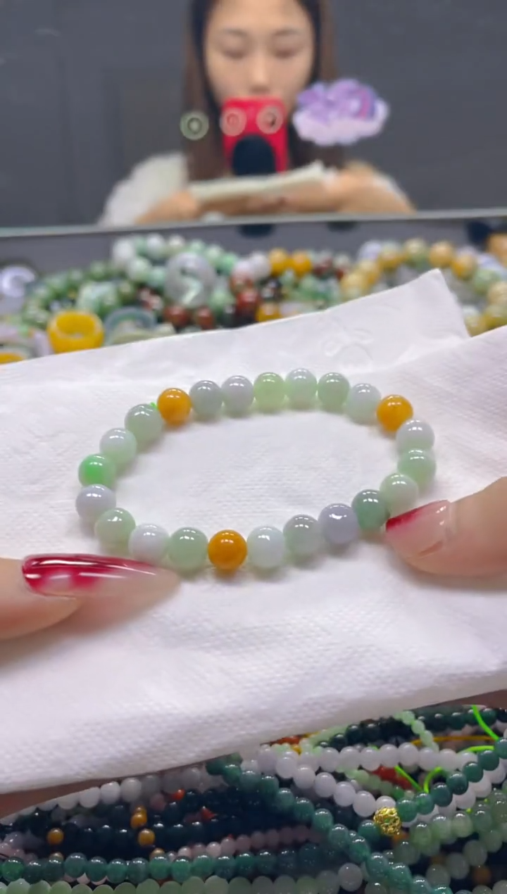 颈饰未镶嵌翡翠7MM/V/翡翠A货，一件也是批发价