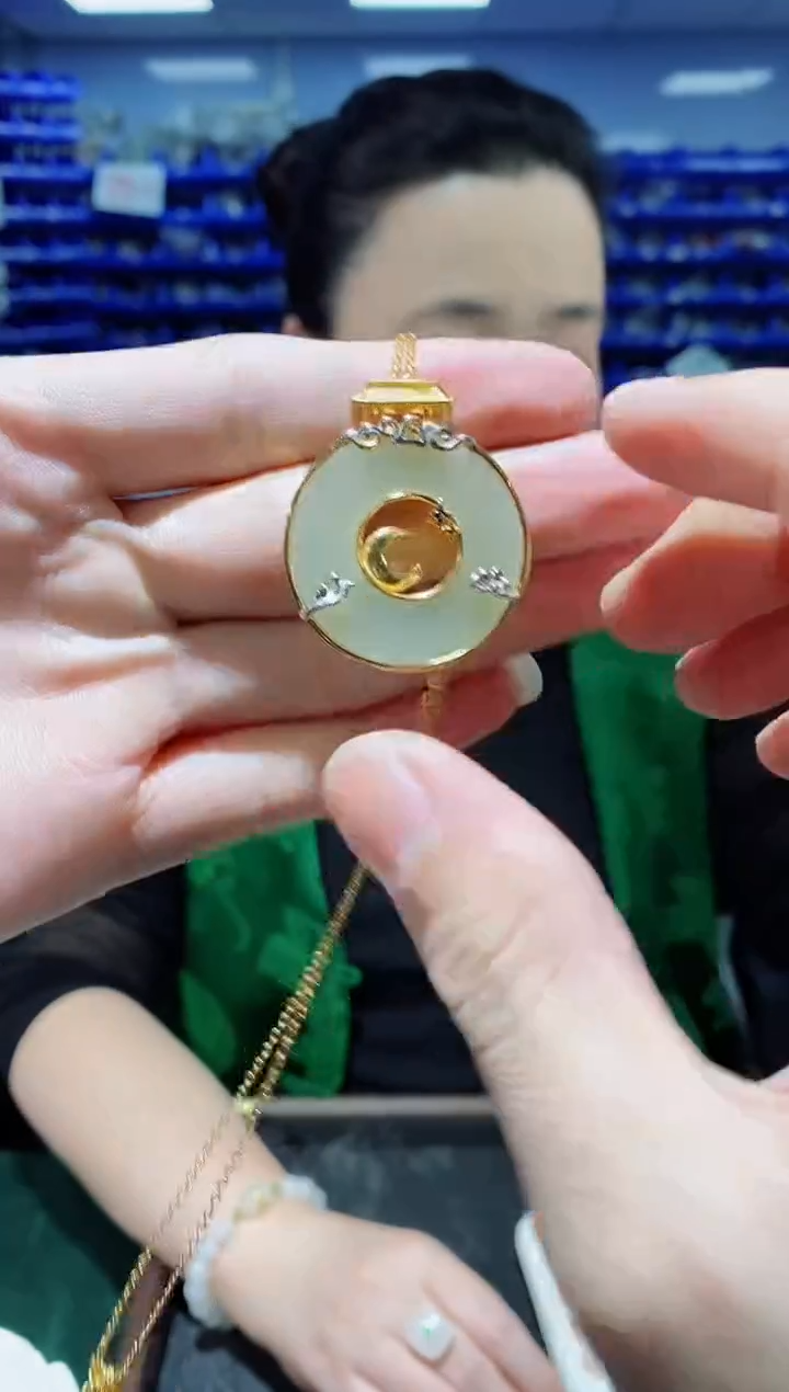 吊坠(不含链)银S925镶嵌和田玉DZ2240