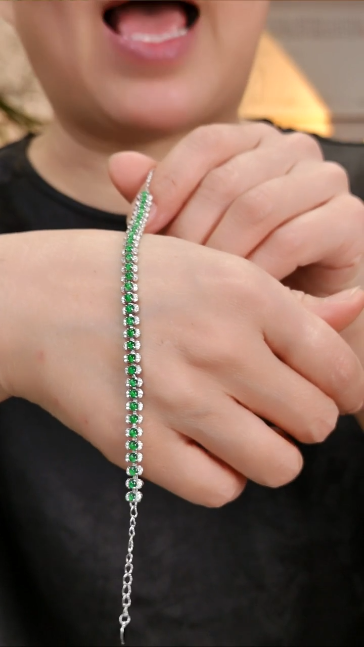 颈饰银S925镶嵌翡翠国风