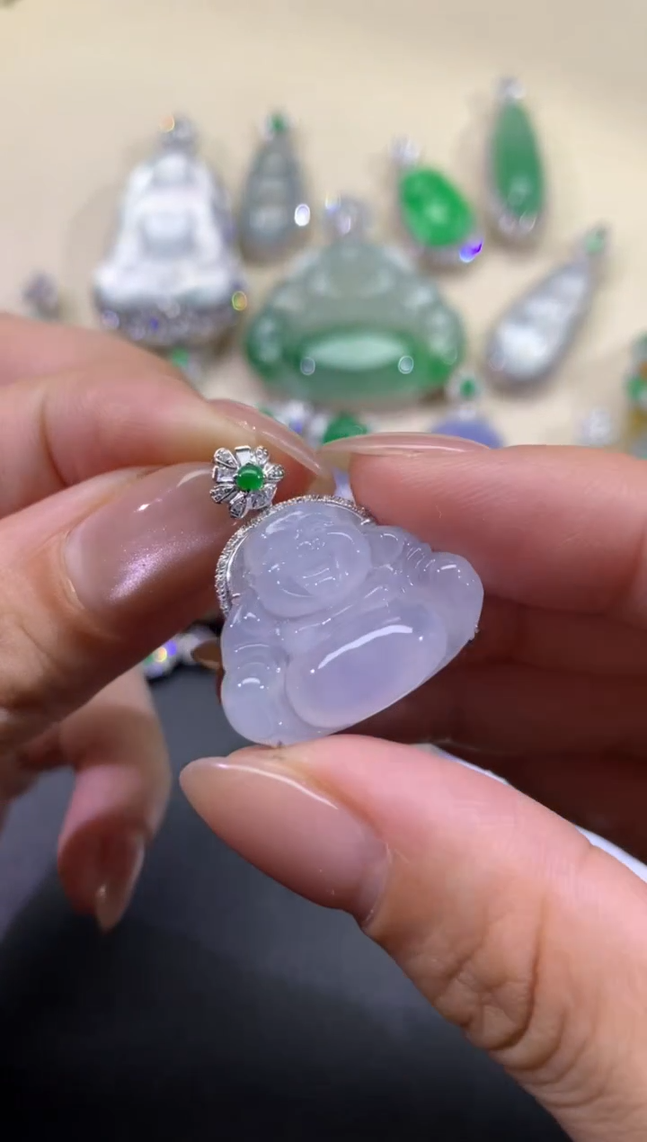 【闪购商品】翡翠吊坠(不含链)18K金镶嵌42天然A货翡翠