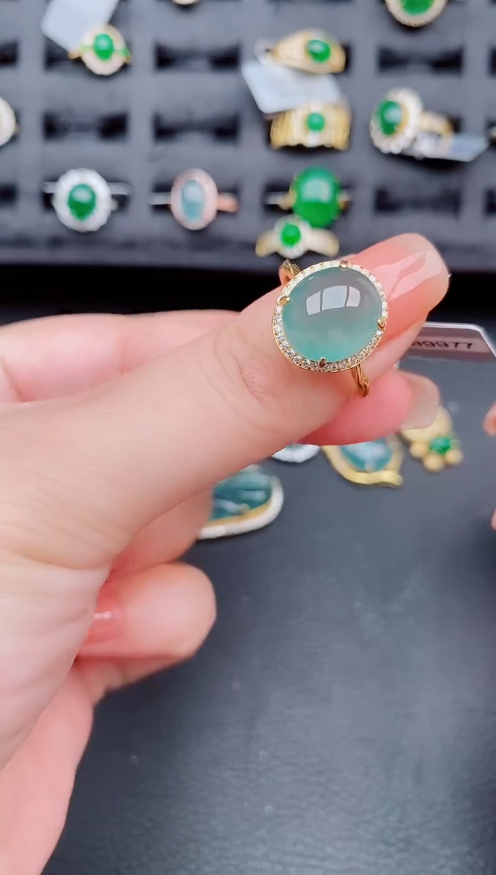 翡翠戒指银S925镶嵌天然a货翡翠272