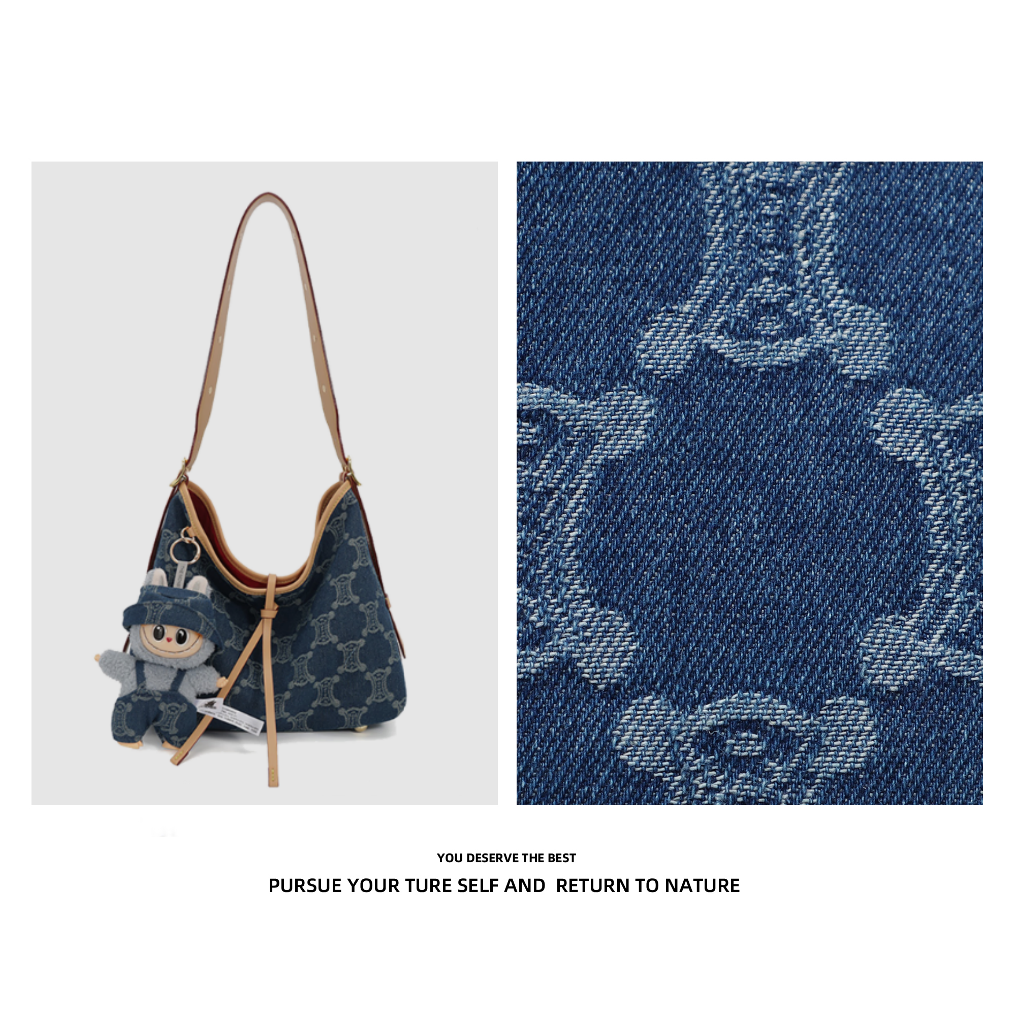 丹宁牛仔轻奢时尚小众女士单肩手提托特包#9014