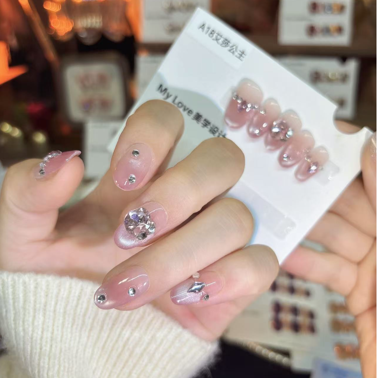 A18【爱莎公主】新年款纯手工秋冬显白气质穿戴甲高级感