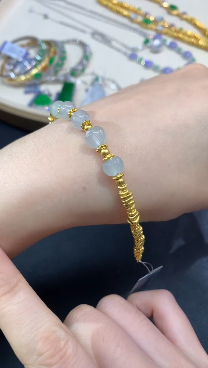 18K金镶嵌手链翡翠A569|6800