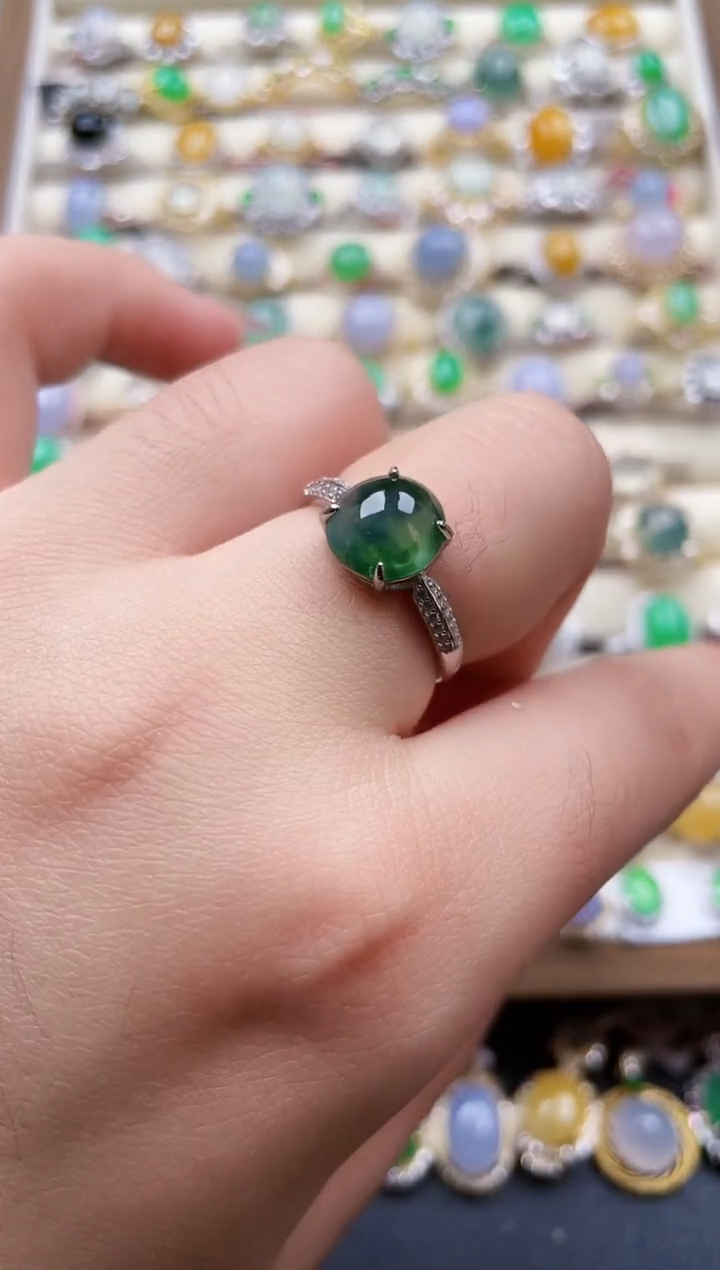 银S925镶嵌戒指翡翠157